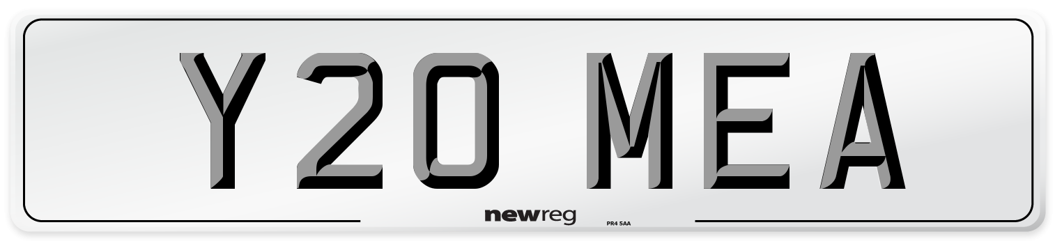 Y20 MEA Number Plate from New Reg